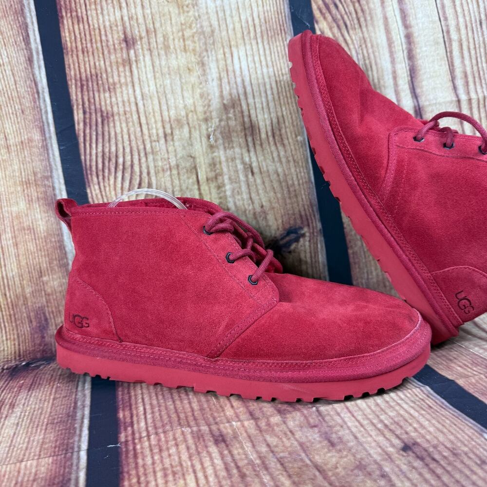 UGG Chukka Ankle Boots Mens Size 13 Samba Red Classic Neumel Lace Up Lined Suede